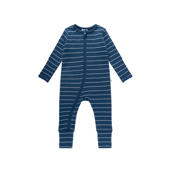 Onesie | Organic Cotton Waffle - Navy Stripe