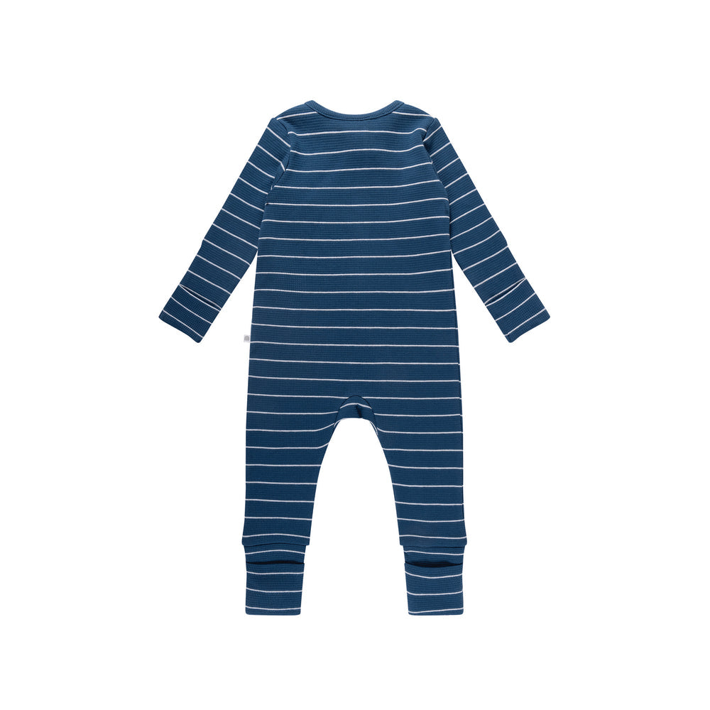 Onesie | Organic Cotton Waffle - Navy Stripe