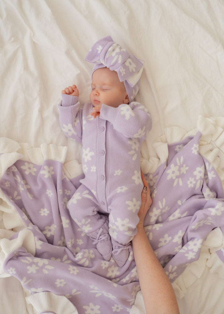 Knit Classic Romper | Daisy Pastel Lilac
