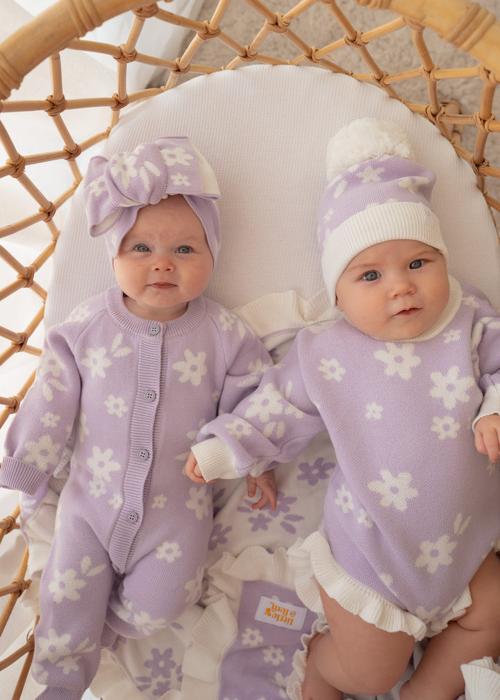 Knit Classic Romper | Daisy Pastel Lilac