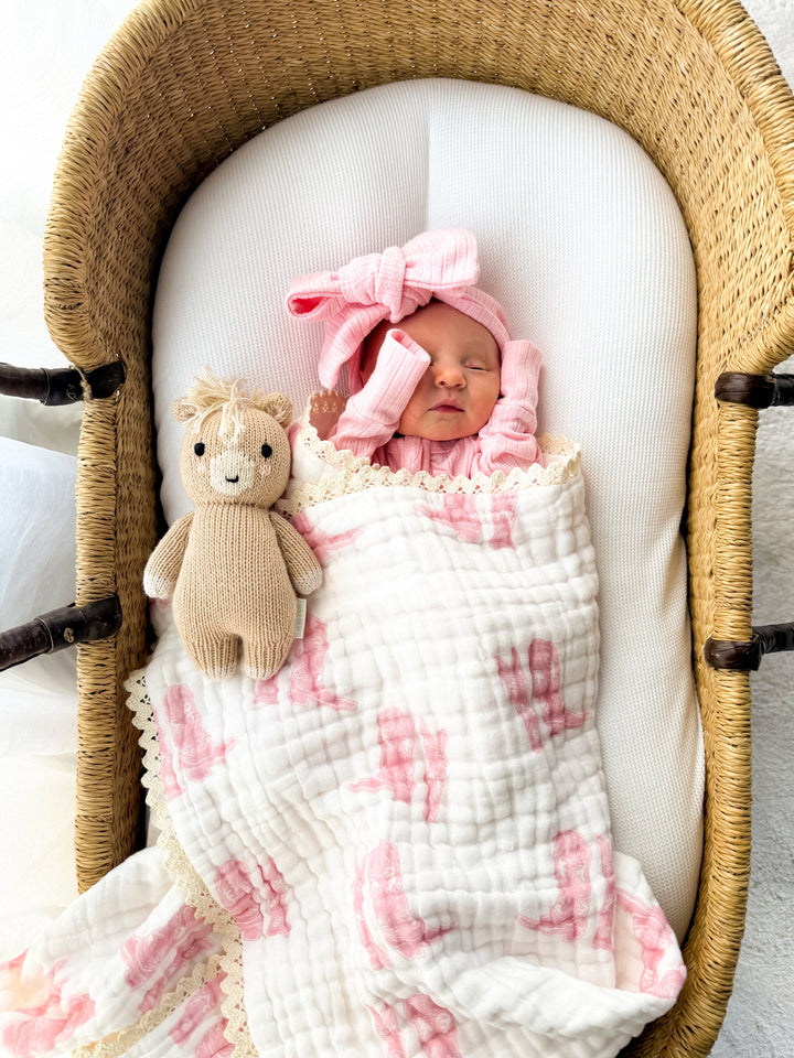 Gauze Lace Blanket | Pink Cowgirl Boots