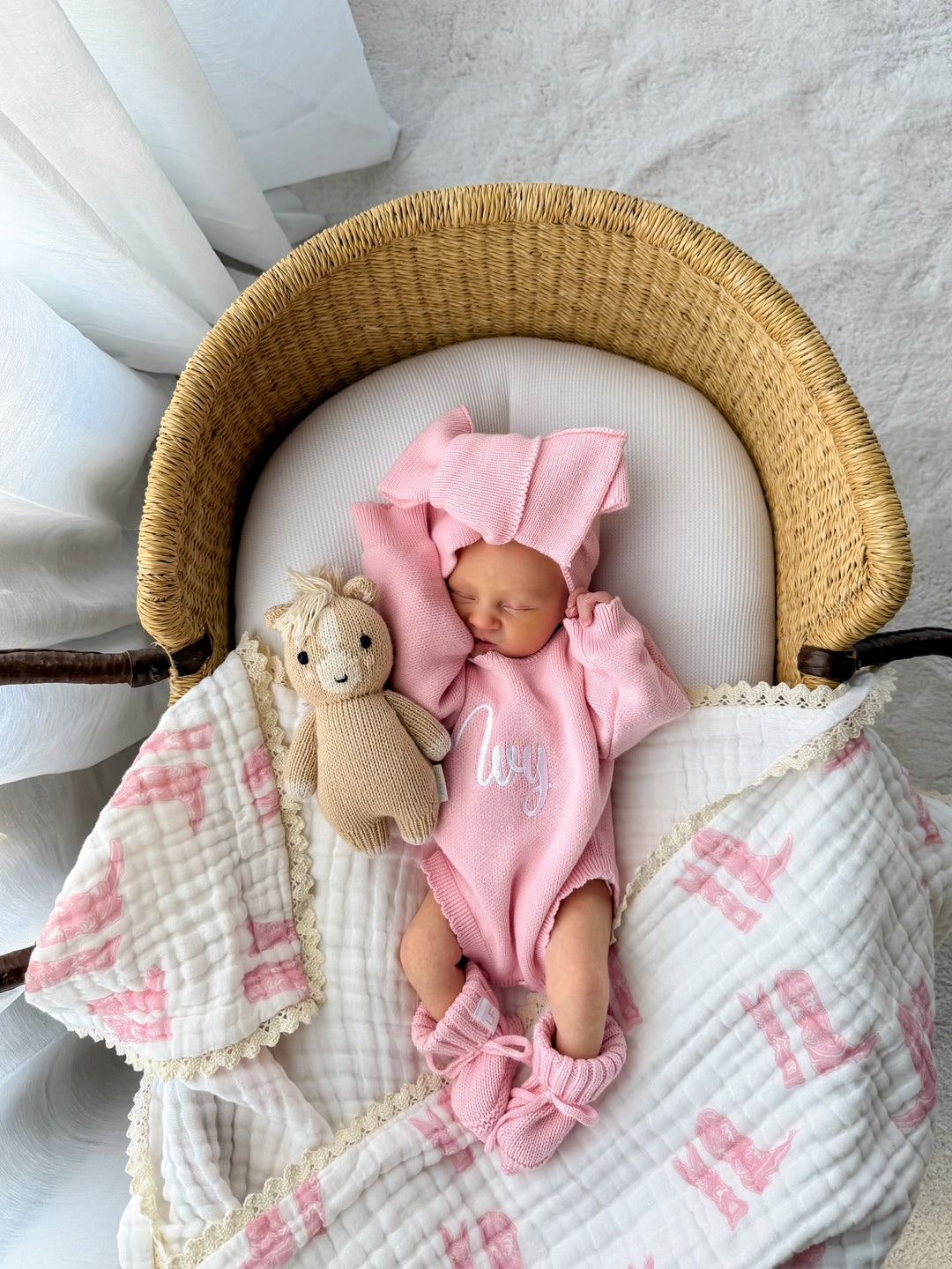 Gauze Lace Blanket | Pink Cowgirl Boots