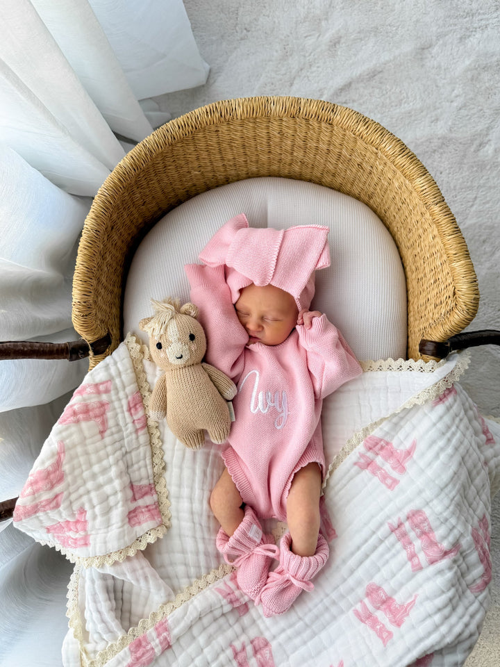 Gauze Lace Blanket | Pink Cowgirl Boots