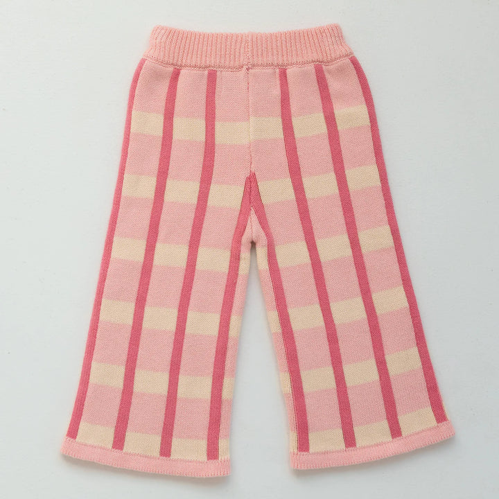 Cotton Check Knit Pants - Peony