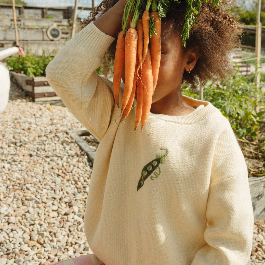 Cotton Pea Pod Knit Jumper - Cream