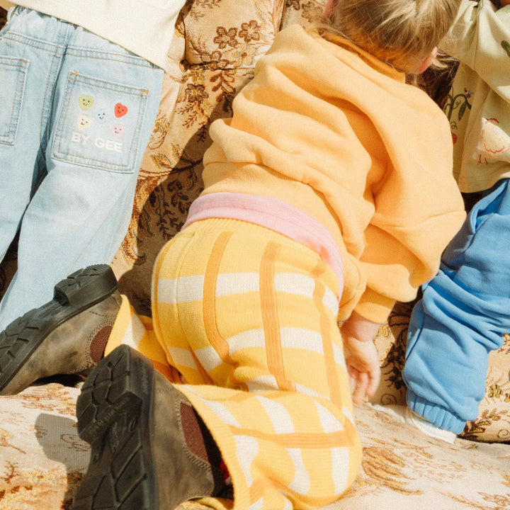 Cotton Check Knit Pants - Honey
