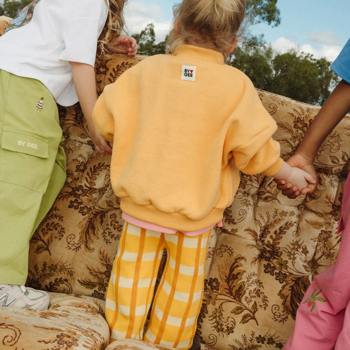 Cotton Check Knit Pants - Honey