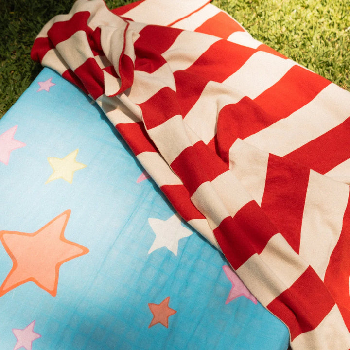 Organic Knitted Blanket - Red Stripe