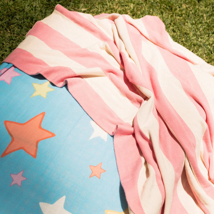 Organic Knitted Blanket - Pink Stripe