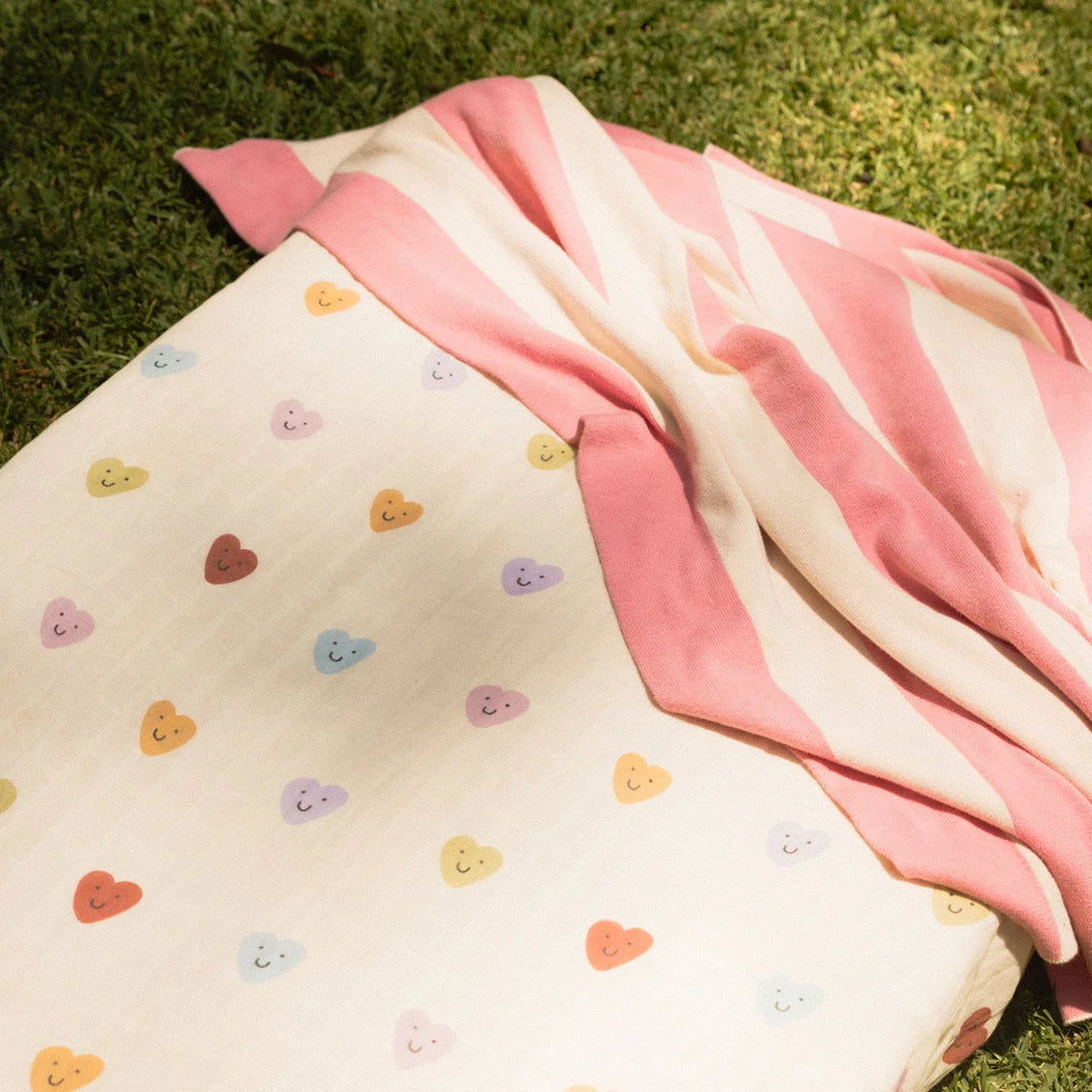 Organic Knitted Blanket - Pink Stripe