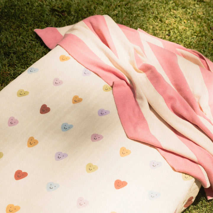 Organic Knitted Blanket - Pink Stripe