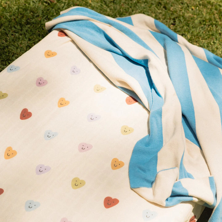 Organic Knitted Blanket - Blue Stripe