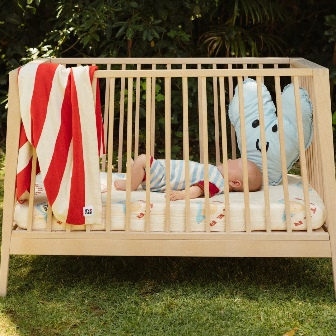 Organic Knitted Blanket - Red Stripe