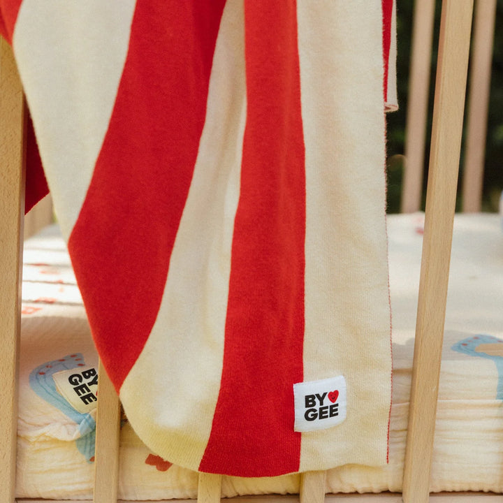 Organic Knitted Blanket - Red Stripe