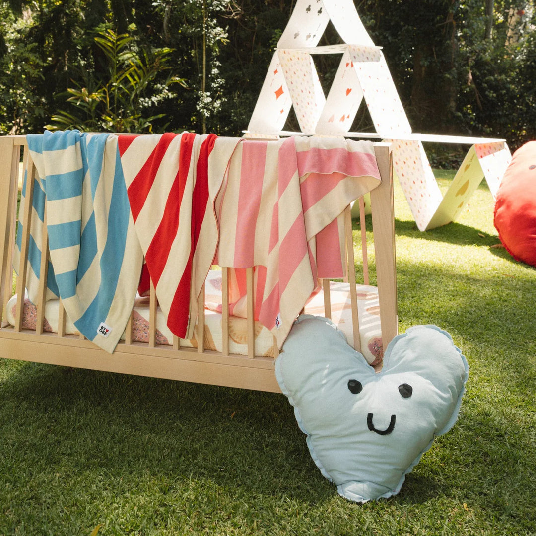 Organic Knitted Blanket - Blue Stripe