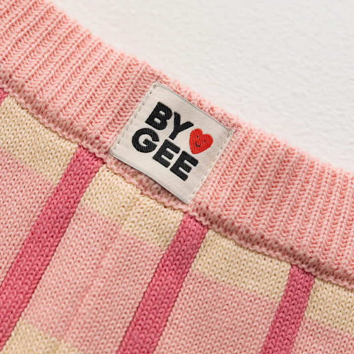 Cotton Check Knit Pants - Peony