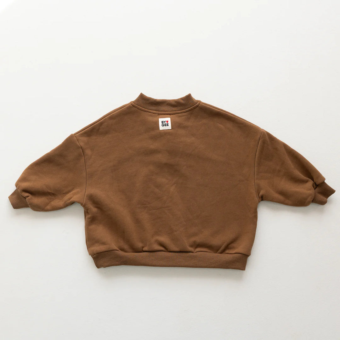Cotton Boxy Sweatshirt - Chocolate