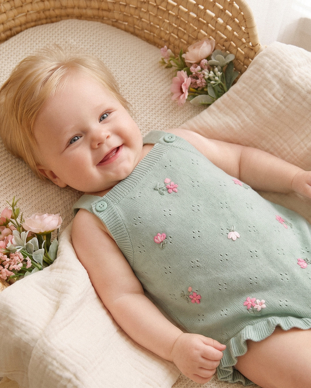 Chelsea Organic Hand Emb. Knit Bodysuit