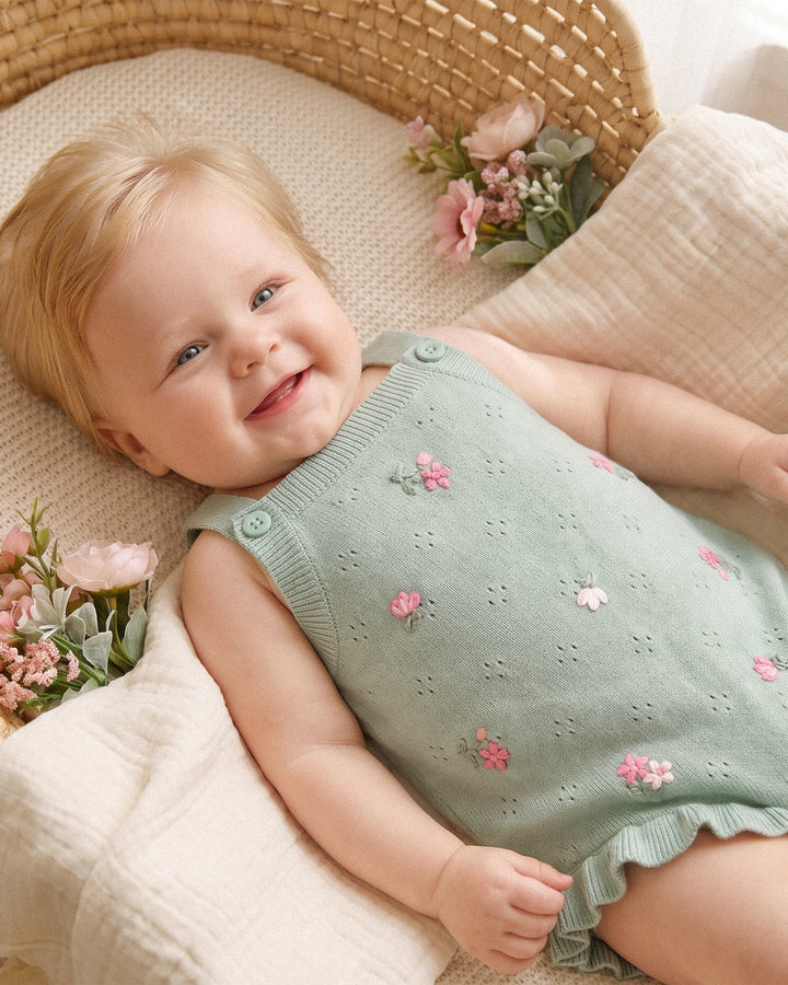 Chelsea Organic Hand Emb. Knit Bodysuit