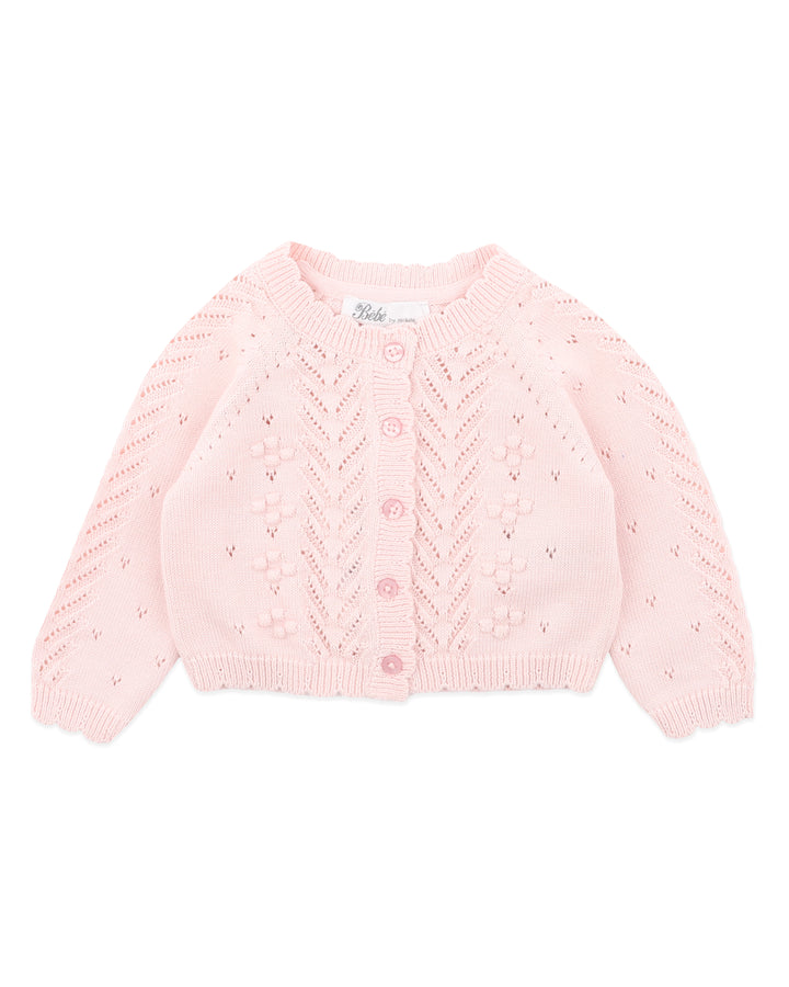 Organic Pink Pointelle Cardi - Junior