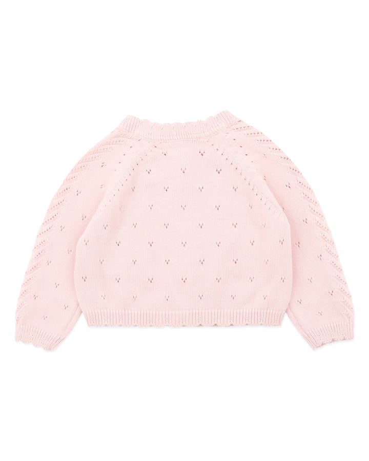 Organic Pink Pointelle Cardi - Junior