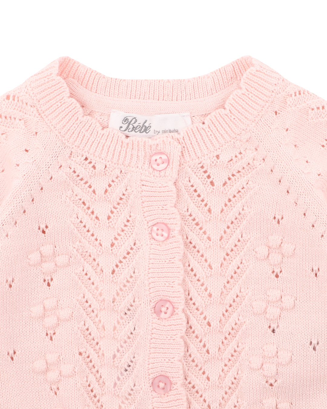 Organic Pink Pointelle Cardi - Junior