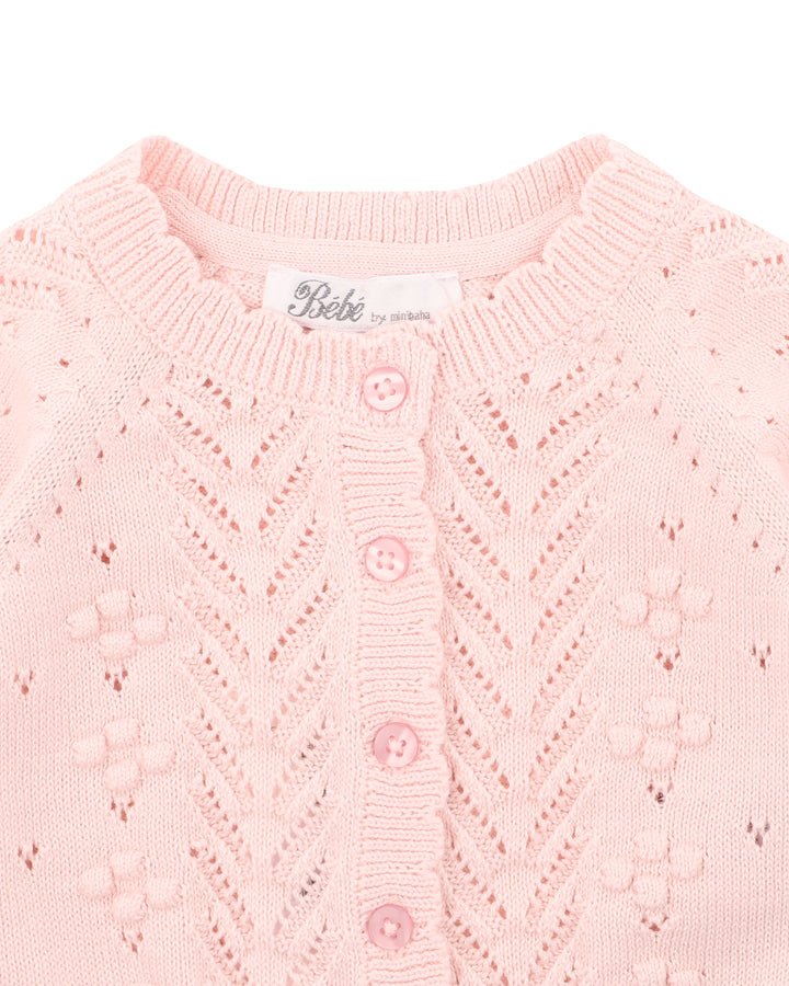 Organic Pink Pointelle Cardi - Junior