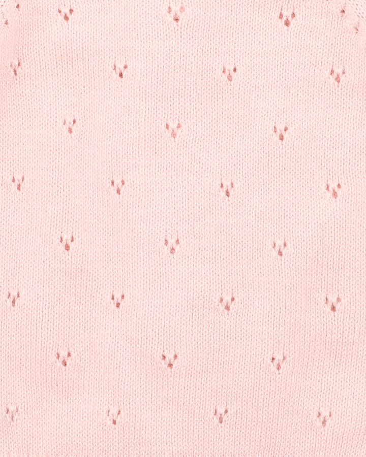Organic Pink Pointelle Cardi - Junior