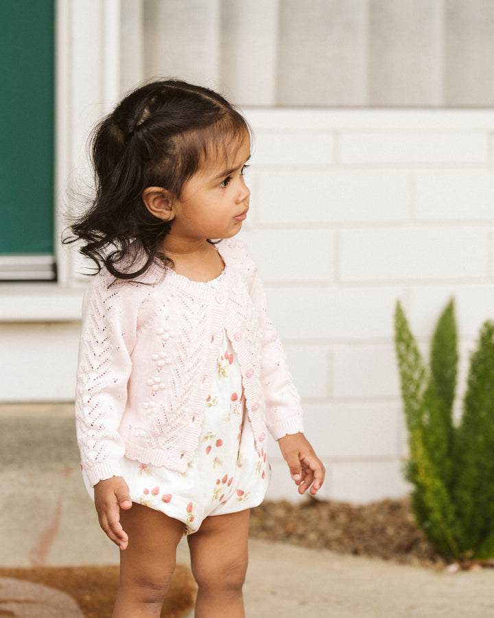 Organic Pink Pointelle Cardi - Junior