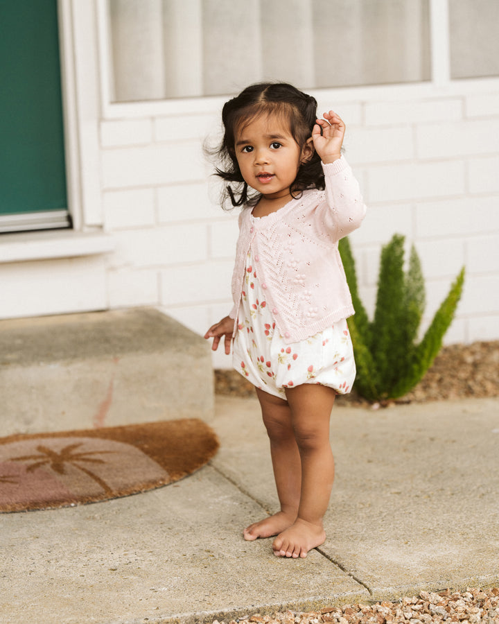 Organic Pink Pointelle Cardi - Junior