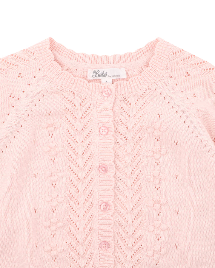 Organic Pink Pointelle Cardi