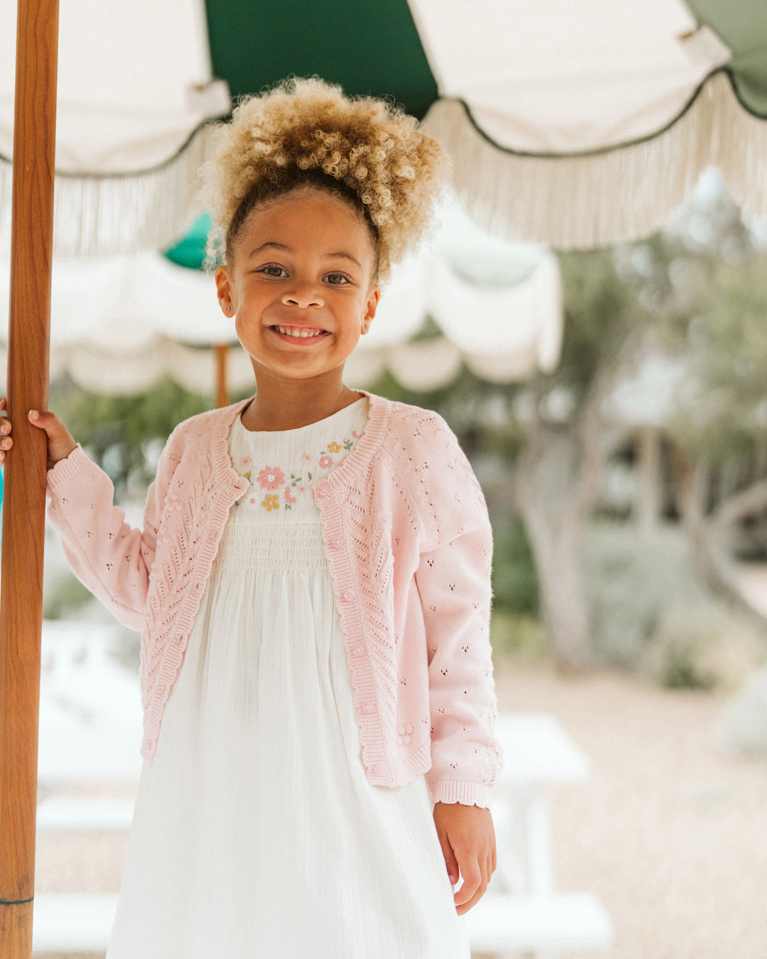 Organic Pink Pointelle Cardi