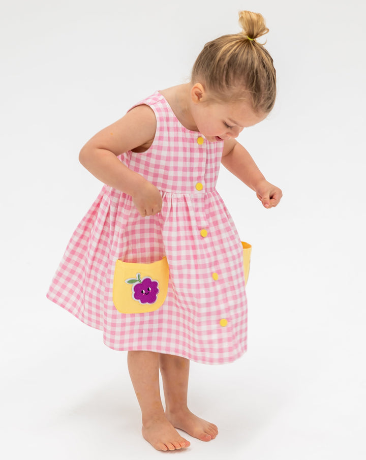 Pink Gingham Fruit Dress