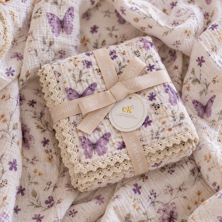 Lilac Butterflies | Muslin Blanket