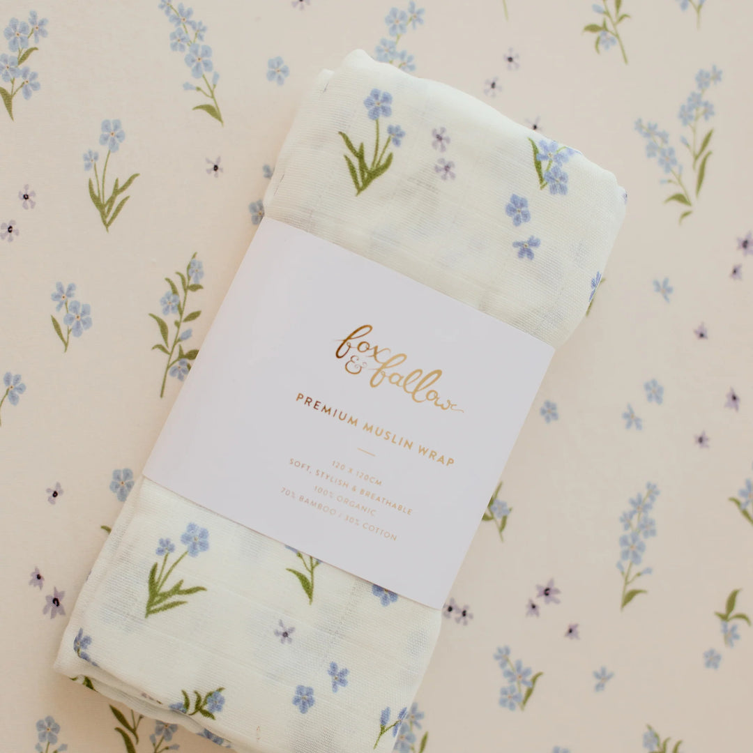 Cot | Fitted Sheet/Change Pad Cover | Organic - Forget-Me-Not