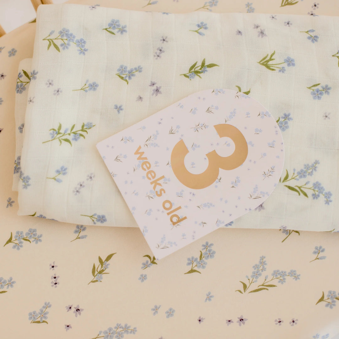 Cot | Fitted Sheet/Change Pad Cover | Organic - Forget-Me-Not