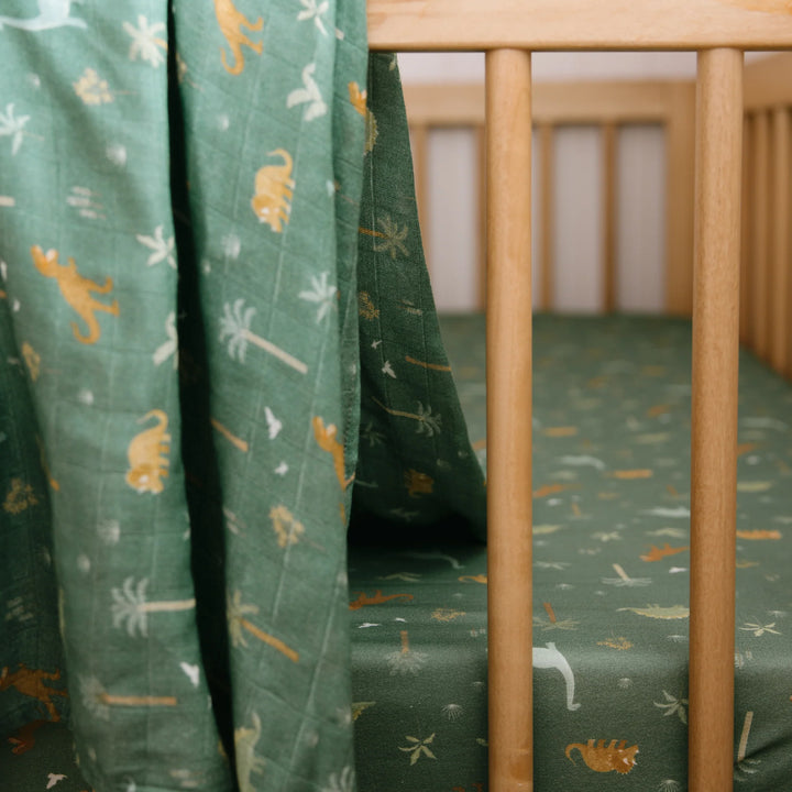 Cot | Fitted Sheet/Change Pad Cover | Organic - Dinos