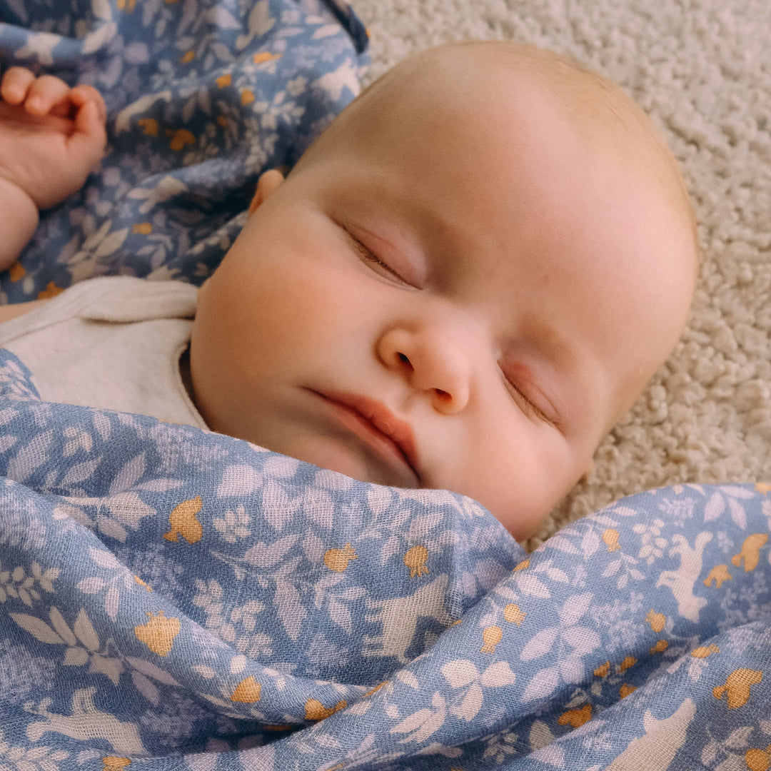 Swaddle | Organic - Forest Friends Cornflower