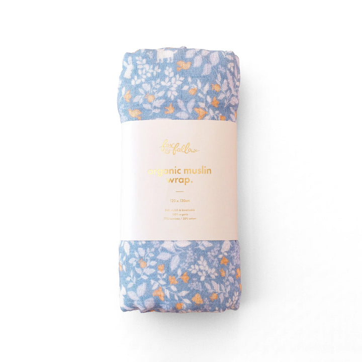 Swaddle | Organic - Forest Friends Cornflower