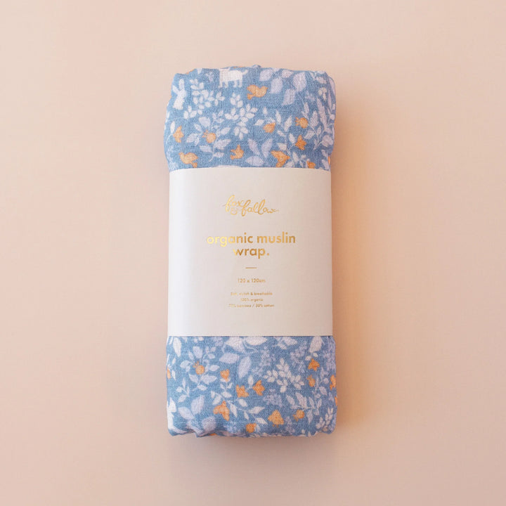Swaddle | Organic - Forest Friends Cornflower