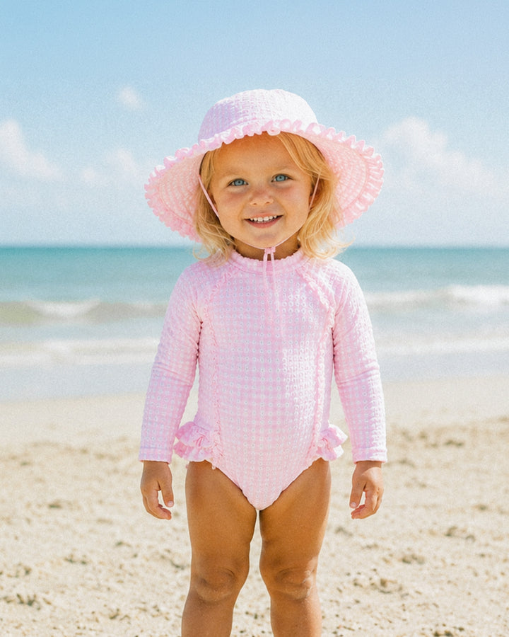 Swim Sunhat | Gingham - Pink