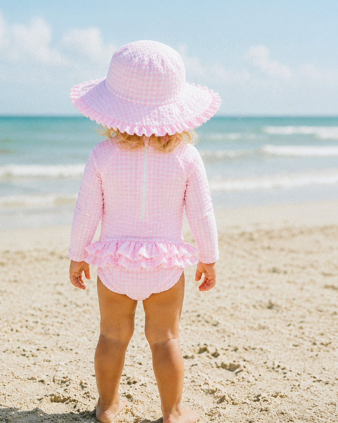 Swim Sunhat | Gingham - Pink