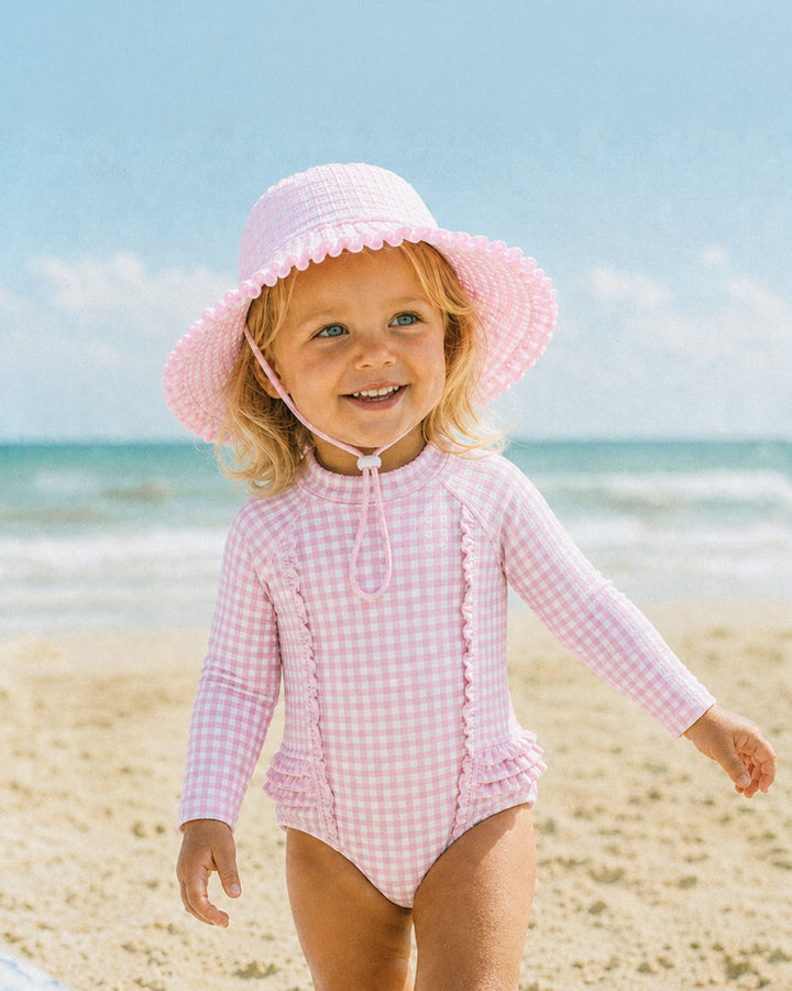 Swim Sunhat | Gingham - Pink