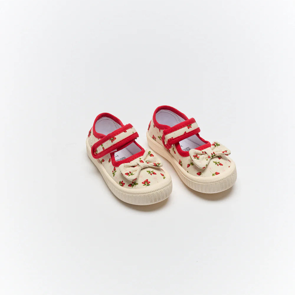 Mary Jane | Bow Canvas - Stawberries & Cream