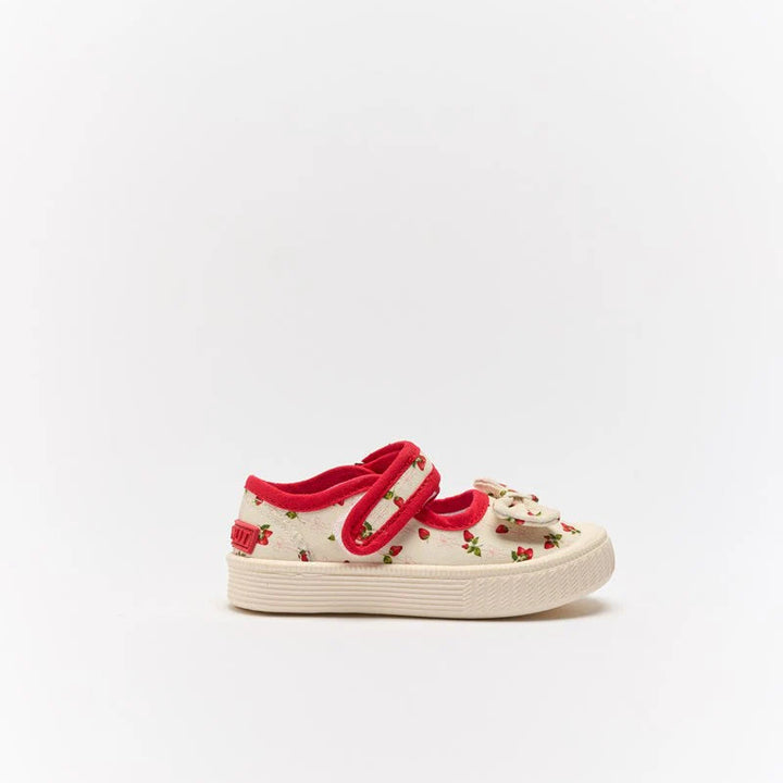 Mary Jane | Bow Canvas - Stawberries & Cream