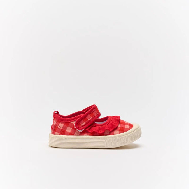 Mary Jane | Frill Canvas - Pink Red Gingham