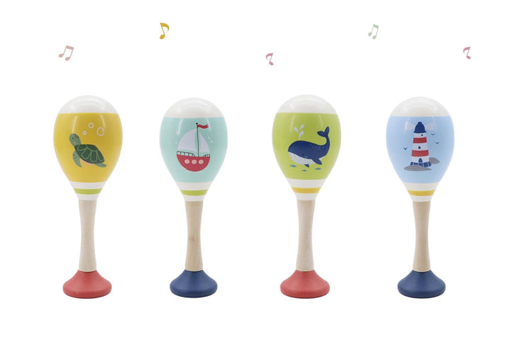 Wooden Maraca Rattle - Ocean