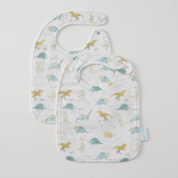 Muslin Bib Set of 2 - Dinosaurs