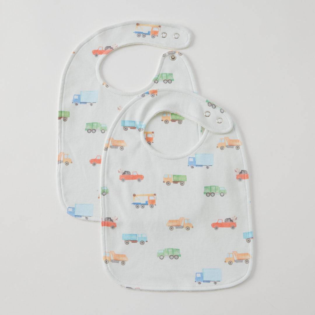 Muslin Bib Set of 2 - Trucking Along