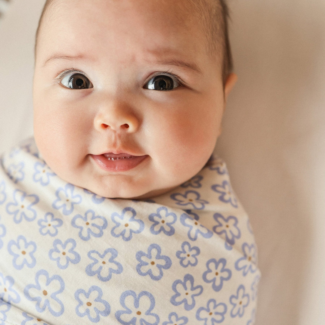 Large Stretchy Swaddle - Hibiscus Blue
